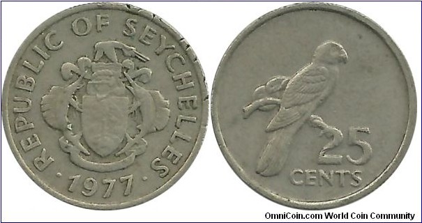 Seychelles 25 Cents 1977