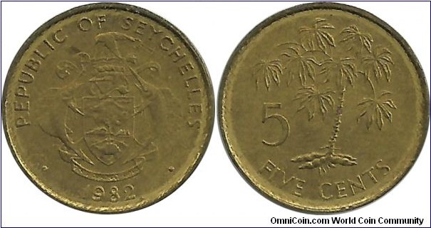 Seychelles 5 Cents 1982