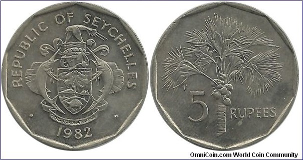 Seychelles 5 Rupees 1982