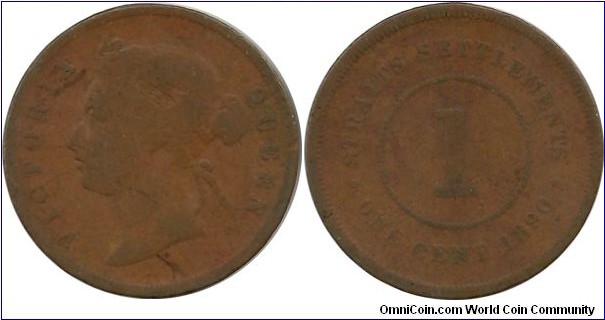 StraitsSettlements 1 Cent 1890