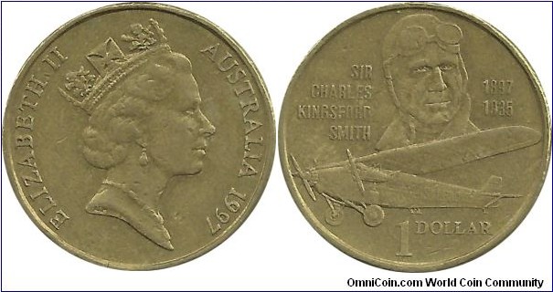 AustraliaComm 1 Dollar 1997 - Centenary of the birth of Sir Charles Kingsford-Smith, aviation pioneer