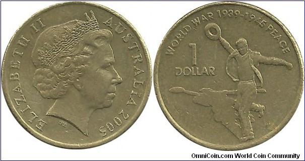AustraliaComm 1 Dollar 2005 - 60th Anniversary of the End of World War II