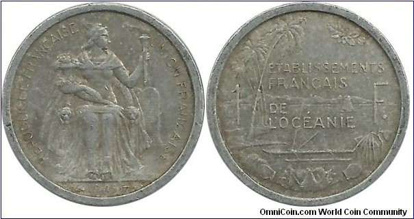 FrenchOceania 1 Franc 1949