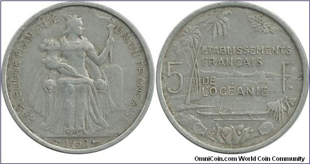 FrenchOceania 5 Francs 1952