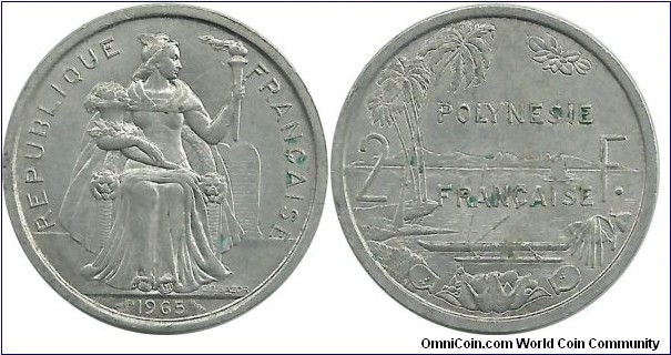 FrenchPolinesia 2 Francs 1965