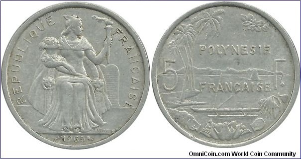FrenchPolinesia 5 Francs 1965