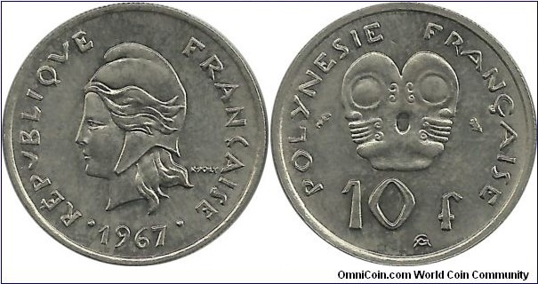 FrenchPolinesia 10 Francs 1967