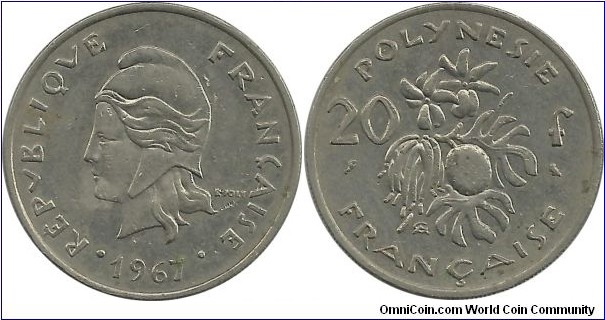 FrenchPolinesia 20 Francs 1967