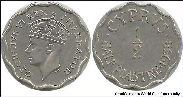 Cyprus-British ½ Piastre 1938