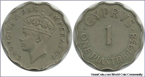 Cyprus-British 1 Piastre 1938