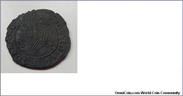 Elizabeth I third coinage copper 1602 penny. MM- martlet