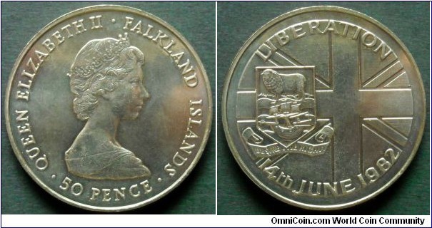 Falkland Islands 50 pence. 1982, Falkland's Liberation from Argentine Forces (14th June 1982)