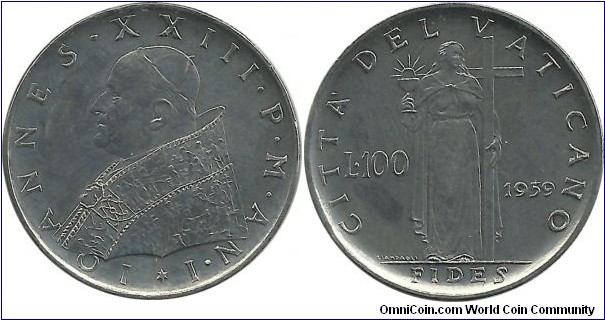 Vatican 100 Lire 1959