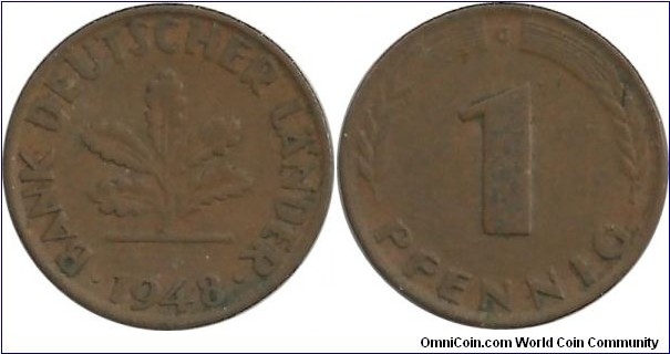 Germany-West 1 Pfennig 1948G - Bank Deutscher Länder