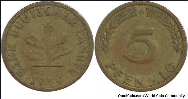 Germany-West 5 Pfennig 1949G - Bank Deutscher Länder