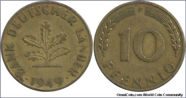 Germany-West 10 Pfennig 1949F - Bank Deutscher Länder