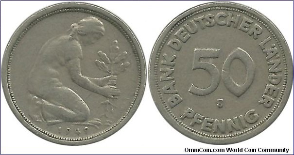 Germany-West 50 Pfennig 1949J - Bank Deutscher Länder