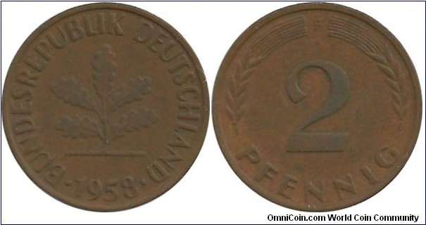 Germany-West 2 Pfennig 1958F