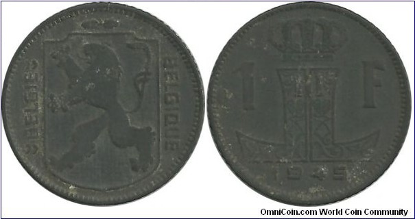 Belgium 1 Franc 1945-Dt-Fr