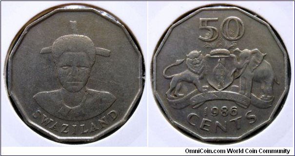 Swaziland 50 cents.
1986
