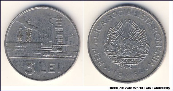 3 Lei (Socialist Republic of Romania // Nickel clad steel)
