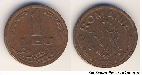 1 Leu (Romania, Post-Revolutionary Republic // Copper plated steel)