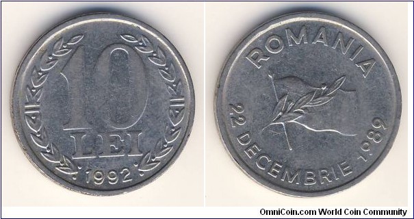 10 Lei (Romania, Post-Revolutionary Republic / 1989 Revolution Anniversary // Nickel clad steel)