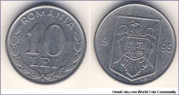 10 Lei (Romania, Post-Eastern Bloc Republic // Nickel clad steel)