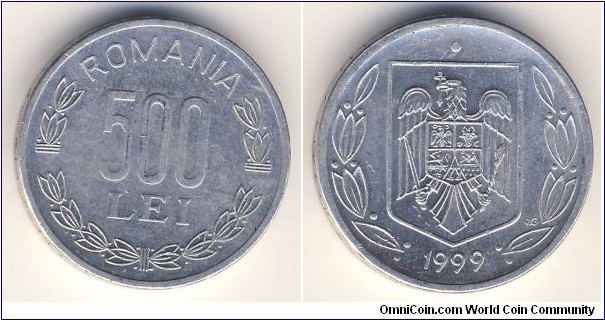 500 lei (Romania, Post-Eastern Bloc Republic // Aluminium)