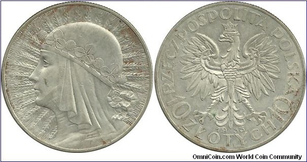 Poland 10 Zlotych 1935 - Queen Jadwiga (1373-1399)

