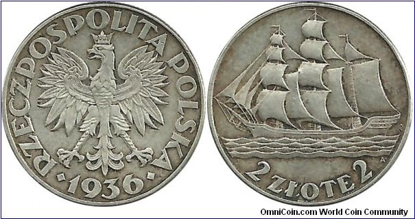 Poland 2 Zlote 1936 - Dar Pomorza