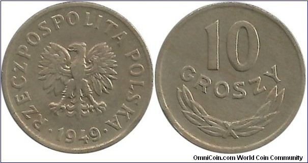Poland 10 Groszy 1949(Ni)