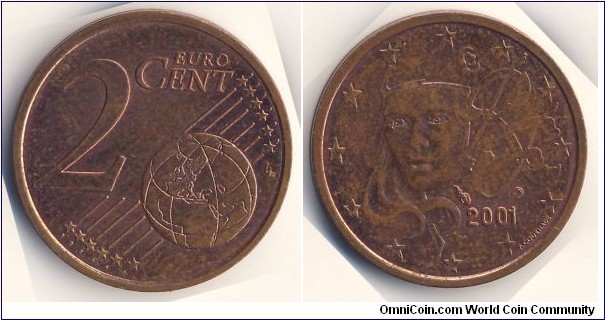2 Euro Cent (European Union - 5th French Republic // Copper plated steel) 