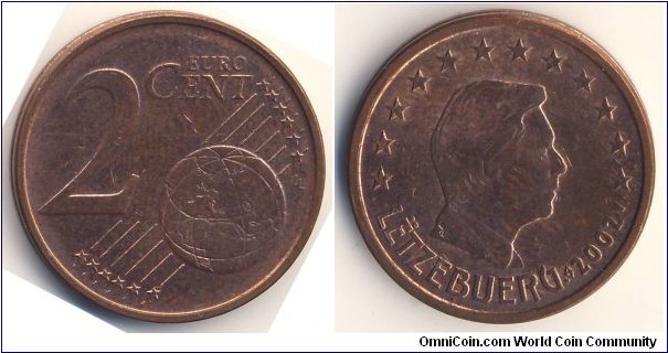 2 Euro Cent (European Union - Grand Duchy of Luxembourg / Grand Duke Henri // Copper plated steel) 