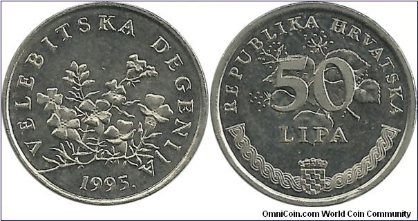 Croatia 50 Lipa 1995 - Croatian - Velebitska Degenija(Degenia)