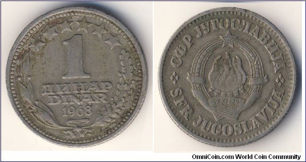 1 Dinar (Socialist Federal Republic of Yugoslavia / Hard Dinar // Copper-Nickel)