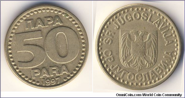 50 Para (Federal Republic of Yugoslavia / Novi Dinar // Brass 4.28g)