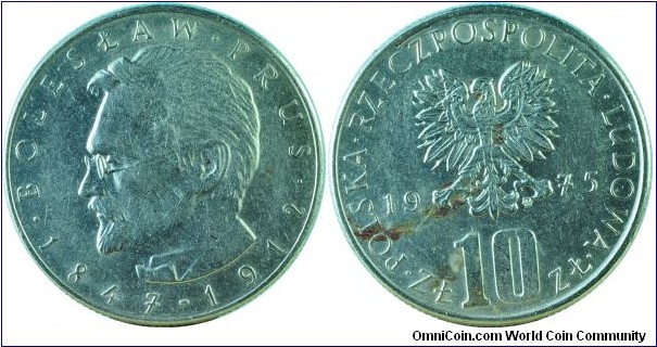 Poland10Zlotych-BoleslawPrus-y73-1975