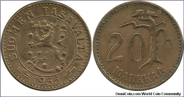 Finland 20 Markkaa 1955