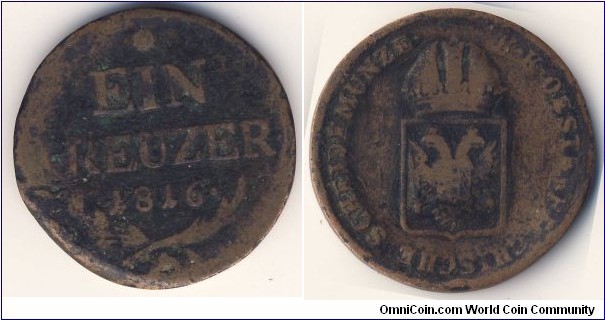 1 Kreuzer (Austrian Empire / Emperor Francis I // Copper 8.69g)