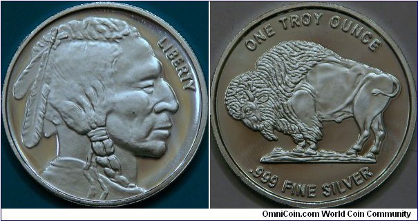 1 oz American Buffalo bullion coin. Ag