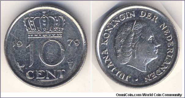 10 Cent (Kingdom of the Netherlands / Queen Juliana // Nickel 1.5g)