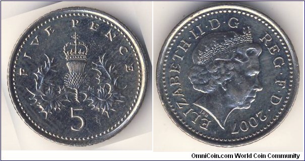 5 Pence (United Kingdom / Queen Elizabeth II // Copper-Nickel)