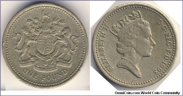 1 Pound Sterling (United Kingdom / Queen Elizabeth II // Nickel Brass)