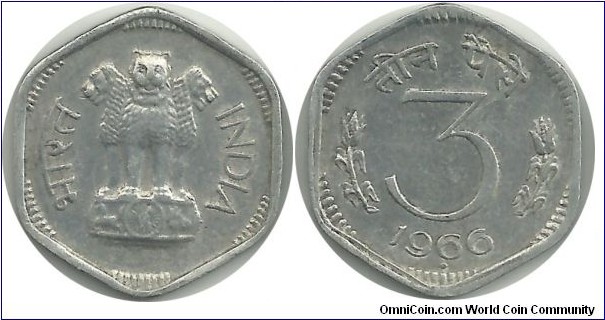 IndiaRepublic 3 Paise 1966(Hy)