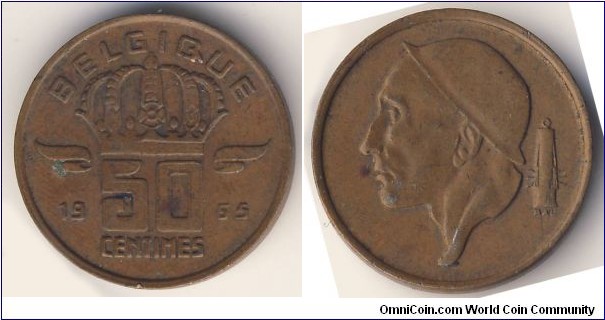 50 Centimes (Kingdom of Belgium / King Baudouin I // Bronze 2.75g)