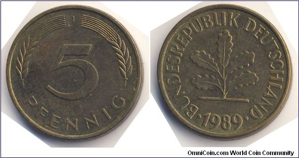 5 Pfennig (West Germany - Federal Republic // Brass clad steel) 