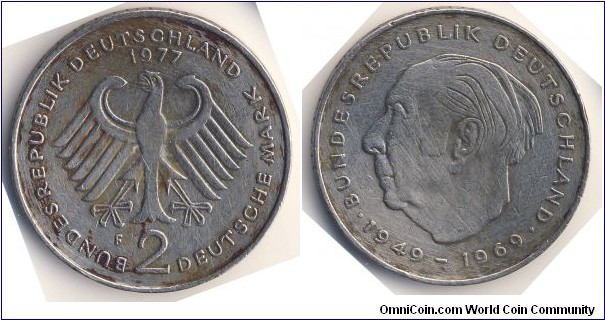 2 Deutsche Mark (West Germany - Federal Republic // Copper-Nickel clad nickel)