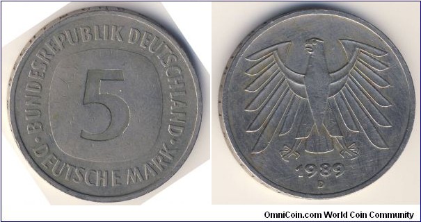 5 Deutsche Mark (West Germany - Federal Republic // Copper-Nickel clad nickel)