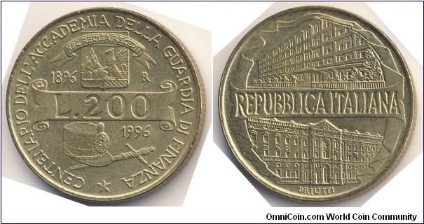 200 Lire (Italian Republic / Centenary of the Academy of the 